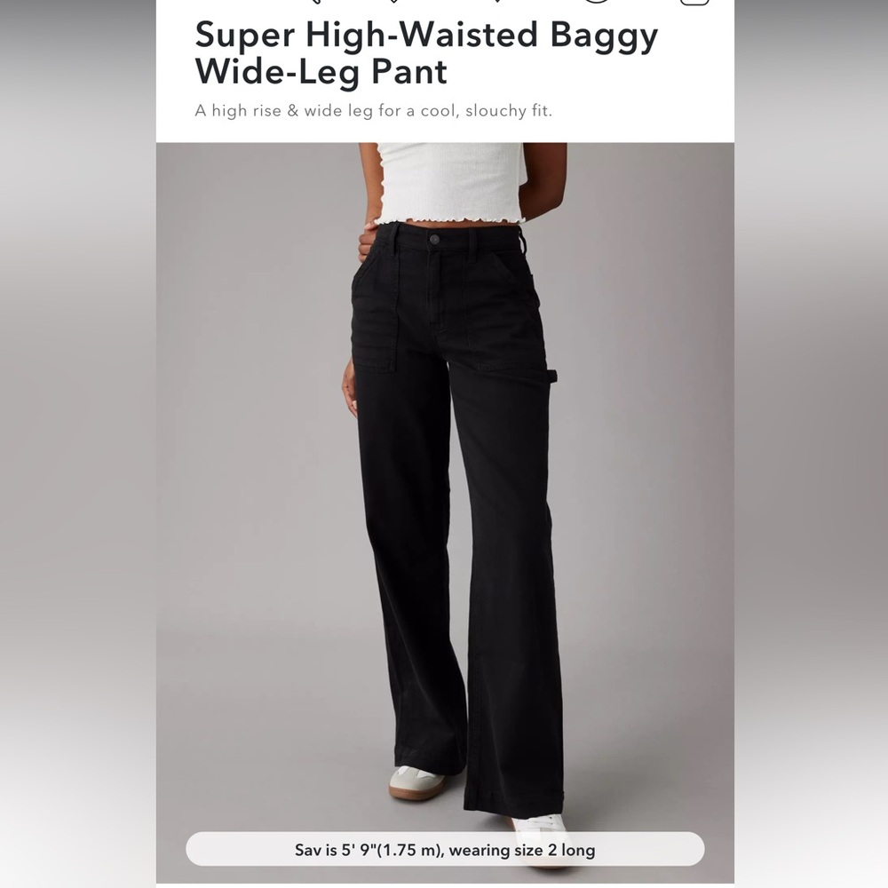 AE Dreamy Drape Woven Super High-Waisted Baggy Wide-Leg Pant